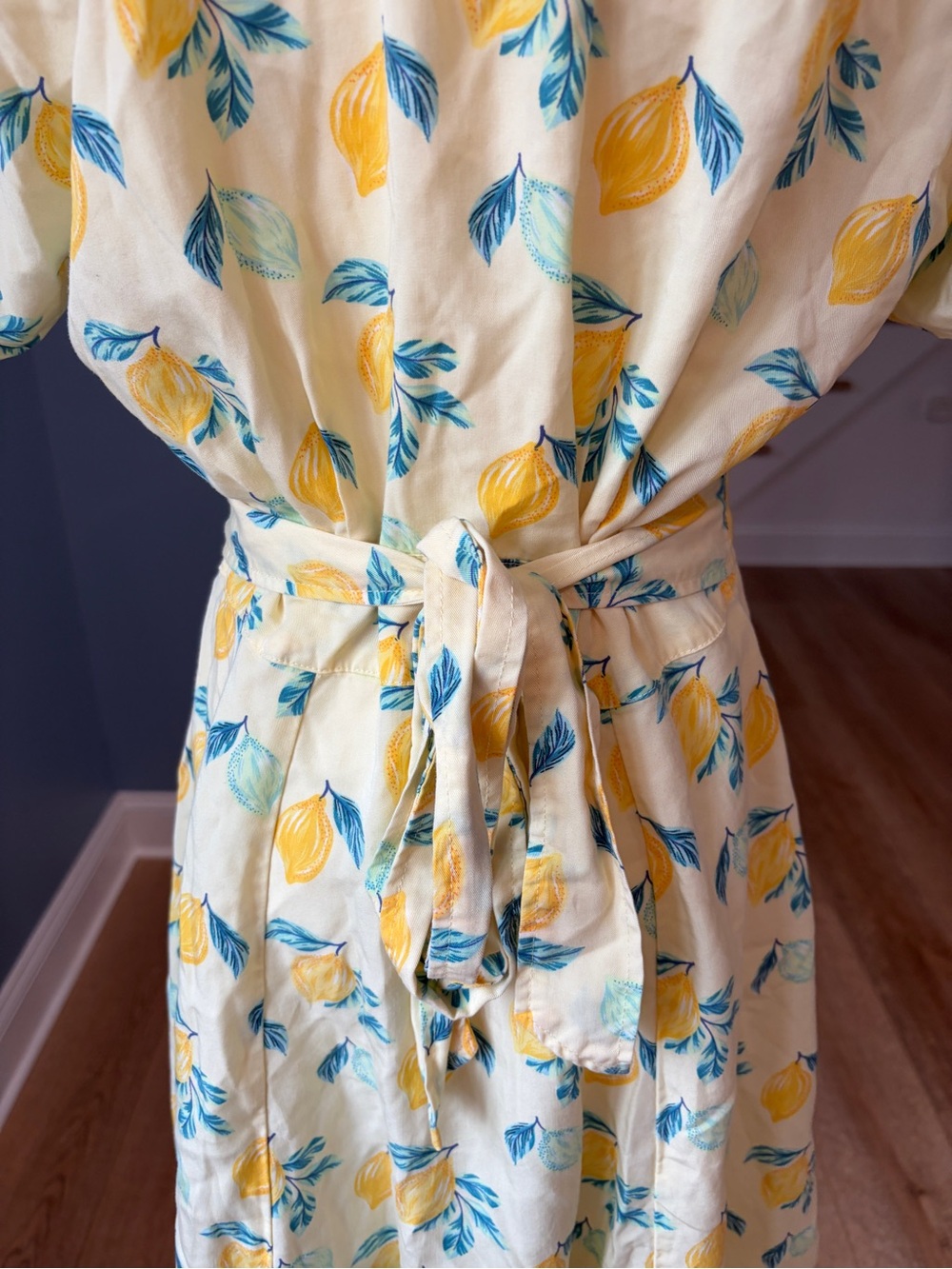 Marine Layer Lemon Print Lyocell Button Front Midi Dress Size Medium - Picture 9 of 12